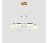 Umbratica Lustre en Verre d'art à lumière LED, lumière Ronde Moderne à 6 têtes en cuivre, plafonnier Rond en cuivre de Haute qualité, pour luminaire de Salon, Bar, Salle à Manger/Rond/6 têtes