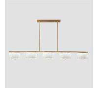 Umbratica Lustre en Verre d'art à lumière LED, lumière Ronde Moderne à 6 têtes en cuivre, plafonnier Rond en cuivre de Haute qualité, pour luminaire de Salon, Bar, Salle à Manger/Rond/6 têtes