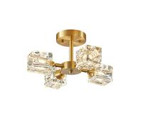 Umbratica Mid CELLY LUXURS Square Crystal Plafond Light 6 Lights Golden Flush Mount Mount Antique Brass Chandelier pour Le Couloir de la Chambre au Salon ， Pendants (3 LUMIÈRE)