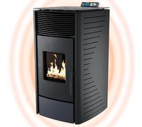 UMBRELLA® Poêle à granulés P12 13,6 kW A+ jusqu’à 300 m³,cycle nettoyage automatique,ECO,programme hebdomadaire,télécommande,WiFi-Ready option,arrêt sécurité,protection dépression et surchauffe,Noir