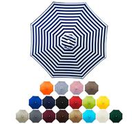 Umbrella Replacement Canopy 2.3m 2.7m 3.0m UV50+ Parasol Canopy 6/8 Ribs(Blue White,8 ribs-3.0m(9.8ft))