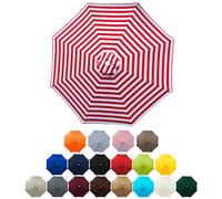 Umbrella Replacement Canopy 2.3m 2.7m 3.0m UV50+ Parasol Canopy 6/8 Ribs(Red White,8 ribs-2.7m(8.8ft))