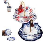 Umbrella Shape Ceramic Tea Strainer,Multi-Purpose Ceramic Umbrella Tea Diffuser Infuser with Tassel,Porcelain Umbrellas Tea Filter with Rotating Design for Kung Fu Coffee (2MIX)