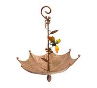 Umbrella-Shaped Iron Bird Feeder Outdoor | Hanging with Butterfly Dragonfly Bee | Garden Patio Standing Wildlife Station | Decorative Perch for Wild Birds