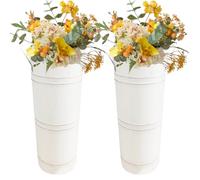 Umbrella Stand For Entryway - Metal Floor Vase, 2-Pack Organizer | Retro Décor | Galvanized Iron Holder With Drip Tray And Walking Stick Storage For Home Mall Office Entrance Use
