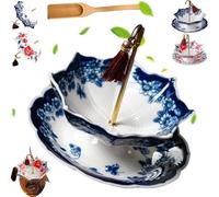Umbrella Tea Infuser, Premium Ceramic Umbrella Tea Strainer and Filter Set, Traditional Chinese Loose Leaf Tea Filter for Kung Fu Tea, Elegant Home Decor and Gift for Tea Lovers (D)