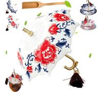 Umbrella Tea Infuser, Premium Ceramic Umbrella Tea Strainer and Filter Set, Traditional Chinese Loose Leaf Tea Filter for Kung Fu Tea, Elegant Home Decor and Gift for Tea Lovers (A)