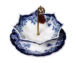 Umbrella Tea Strainer, Blue and White Porcelain Filter for Loose Leaf Tea | Strain loose leaf tea with a porcelain umbrella design that brings blue and white detail to your tea table.(Bule)