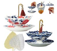 Umbrella Tea Strainer, Shape Ceramic Strainer, Blue & White Porcelain Loose Leaf Filter with Rotating Design, Multi-Purpose Tea Infuser for Kung Fu/Coffee/Brewing (A)