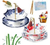 Umbrella Tea Strainer, Umbrella Shape Ceramic Tea Strainer, Chinese Blue & White Porcelain Loose Leaf Filter with Rotating Design, Creative Umbrellas Teas Infuser, Well Crafted and Detailed (Mix)