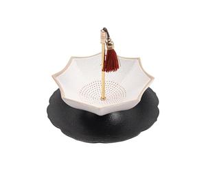 Umbrella Tea Strainer - Umbrella Shaped Ceramic Tea Strainer | Fine Mesh Brewing Filter With Saucer, Chinese Style Loose Leaf Tool Coffee Ţea Separation Device Kitchen Family Dinner Ceremony