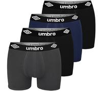 UMBRO Boxer homme en coton 4 pièces M, L, XL, XXL - Culotte en coton élastique, sous-vêtements pour hommes Multicolore, 2 × Noir | 1 × Bleu | 1 × Gris, L