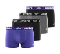 Umbro Boxer Homme Coton, Caleçon Homme, Doux et Hypoallergénique (Lot de 4), Bleu, Noir, Gris, Taille M