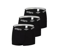 Umbro Caleçon Homme 100% Coton, Boxer Homme, Agréable, Maille Aérée (Lot de 3), Noir, Taille S