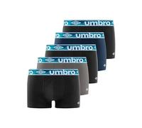 Umbro Caleçon Homme 100% Coton, Boxer Homme, Durable, Naturel (Lot de 5), Taille M - Noir/Gris/Bleu