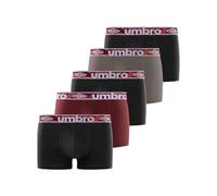 Umbro Caleçon Homme 100% Coton, Boxer Homme, Maille Aérée, Ajustement Parfait (Lot de 5), Noir, Rouge, Gris, Taille L