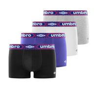 Umbro Boxer Homme Coton, Caleçon Homme, Doux et Hypoallergénique (Lot de 4), Bleu, Blanc, Gris, Noir, Taille XL