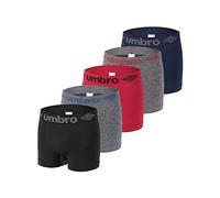 Umbro Caleçon Homme sans Couture, Boxer Homme, Maintien Anti-Glisse, Infroissable et Anti-Transpirant (Lot de 5), Gris, Noir, Bleu, Rouge, Taille S/M