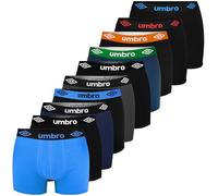 UMBRO Lot de 10 boxers pour homme M, L, XL, XXL | Coton | Sous-vêtements ajustés, sous-vêtements respirants, sous-vêtements avec bande élastique, 6 × noir | 1 × vert | 1 × bleu | 1 × gris | 1 × rouge