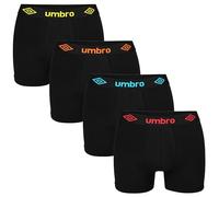UMBRO Lot de 4 boxers pour homme, taille M, L, XL, XXL - Coupe en coton respirant - Sous-vêtements rétro, Lot de 4 : rouge, vert, noir, XXL