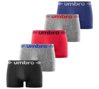 Umbro Caleçon Homme sans Couture, Boxer Homme, Maintien Anti-Glisse, Infroissable et Anti-Transpirant (Lot de 5), Gris, Noir, Bleu, Rouge, Taille L/XL