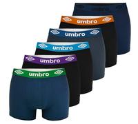 UMBRO Lot de 6 boxers en coton pour homme - Tailles M, L, XL, XXL) - Noir, rouge, gris, vert - Sous-vêtements confortables, élastiques et doux avec un ajustement parfait et une qualité supérieure