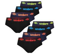 UMBRO Lot de 8 slips pour homme, taille M, L, XL, XXL, en coton, respirants, Noir et violet avec logo coloré, M