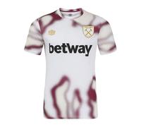 Umbro - Maillot enfant "24/25", FC West Ham United, Échauffement UO2304 (140) (Blanc Brillant/Bordeaux/Bleu Céruléen)
