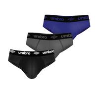 Umbro Slip Homme Coton, Lot de 3 Slips Homme Confortable et Doux, Bleu, Noir, Gris, Taille L