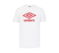 Umbro T-Shirt Coton Big Logo Homme, T-Shirt, Blanc/Rouge Aniline, L