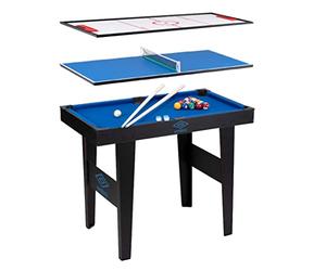 Umbro Table de Jeu avec 3 Jeux - Hockey/Billard/Tennis de Table - 91,5 x 50,8 x 73,5 cm - Noir/Bleu