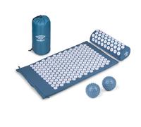 Umbro Tapis Acupression avec Coussin et Balles - Tapis Fleur pour Détente et Massage avec Sac de Transport pour Dos Cou et Pieds - Bleu - 71 X 42 cm