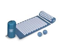 Umbro Tapis Acupression avec Coussin et Balles - Tapis Fleur pour Détente et Massage avec Sac de Transport pour Dos Cou et Pieds - Bleu - 71 X 42 cm