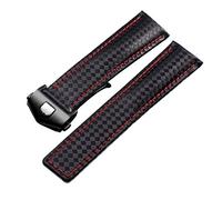 UMCNVV Bracelet en cuir véritable motif fibre de carbone 20 mm 22 m pour montre TAG HEUER MONACO Series bracelet de montre en cuir, 22mm