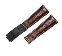 UMCNVV Bracelet en cuir véritable pour Rolex Water Ghost Daytona Yacht Logtype Logtype Bracelet en cuir vert 20 mm avec boucle papillon, 21mm