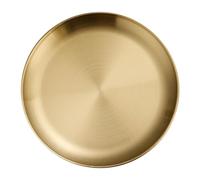 UMDHAIYI Assiettes en acier inoxydable, plateau de service rond doré, pour barbecue en famille, dîners pour fêtes, plateaux multi-usages peu profonds, vaisselle réutilisable (S(7,8 x 6,5 x 2,6
