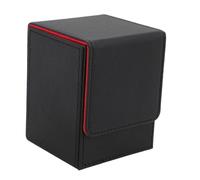 UMDHAIYI Boîte à cartes magnétique avec capacité pour 100 cartes, étui de rangement de cartes de jeu en cuir PU résistant aux rayures, vertical (noir/rouge)