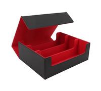 UMDHAIYI Boîte de Jeu de Cartes en Cuir PU, 3 rangées, Grande capacité, Fermeture magnétique, Mallette de Rangement pour Cartes de Jeu, Cartes de Tarot (Coque Noire avec Doublure Rouge)