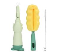 UMDHAIYI Brosse à biberon, kit de Nettoyage 3 en 1 pour biberons de Lait, tétines, pailles, Large Utilisation pour biberons en Verre, Plastique, Silicone, Poils Souples rotatifs à (Verte)