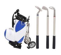 UMDHAIYI Ensemble de stylos de Golf de bureau, 3 stylos à bille et Mini sac, sac de maintien pour stylos de Golf en alliage de Zinc (Bleu Blanc)