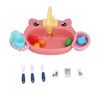 UMDHAIYI Ensemble d'évier de cuisine pour enfants avec robinet électrique circulant, robinet rotatif, bacs de rangement, jouets en plastique pour jeu d'imagination et apprentissage