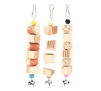 UMDHAIYI Jouets à mâcher pour perroquets, Accessoires de Cage à Oiseaux en Bois avec Cloche, os de seiche, 3 Types pour meulage des Dents et supplément de Calcium