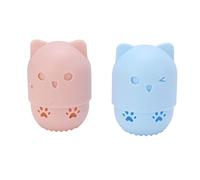 UMDHAIYI Porte-éponge de Maquillage, étui de Rangement Portable pour œufs de beauté avec Planche à récurer, Compartiments hygiéniques, Trous de Ventilation, Forme de Chat Mignon (Rose et Bleu Clair)