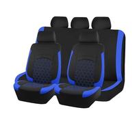 UMDJJU Lot Complet Housses Siège Voiture Housses Siège Universelles Adaptées Plupart des Fourgonnettes Camions SUV Voiture avec Accessoires Broderie Hexagonale Intérieur(Blue Set)