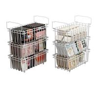 UMDONX 6 Pièces Paniers de CongéLateur Coffre - Poignée Empilable Paniers de congélation,accès facile, pour 198L congélateur,Organiser les ingrédients congelés (37x18x15cm)-Blanc