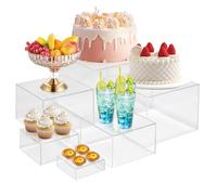 Umelee Présentoir Aperitif Buffet 6 PCS, Support Buffet en Acrylique à Fond Creux, Présentoirs pour Aliments, Desserts, Bijoux, Figurines, pour Table de Fête, Décoration (Transparent)