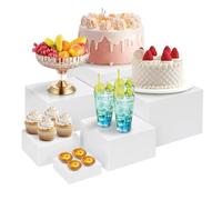 Umelee Présentoir Aperitif Buffet 6 PCS, Support Buffet en Acrylique à Fond Creux, Présentoirs pour Aliments, Desserts, Bijoux, Figurines, pour Table de Fête, Décoration (Blanc)