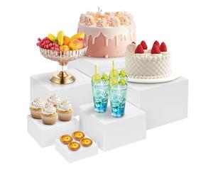 Umelee Présentoir Aperitif Buffet 6 PCS, Support Buffet en Acrylique à Fond Creux, Présentoirs pour Aliments, Desserts, Bijoux, Figurines, pour Table de Fête, Décoration (Blanc)