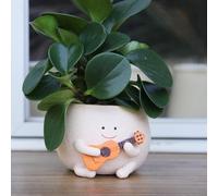 UMESONG Pot de fleurs avec trou de drainage, motif sourire, pot pour plantes grasses unique pour intérieur et extérieur, idée cadeau pour mère et Noël