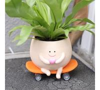 UMESONG Pot de fleurs visage souriant avec trou de drainage Jolis pots de tête en résine pour plante collier de perles vivante Pots succulents skateboard uniques pour plantes d'intérieur et